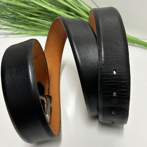 Crescent Italian Calf Black Leather Belt Size 53 Hand Made In USA